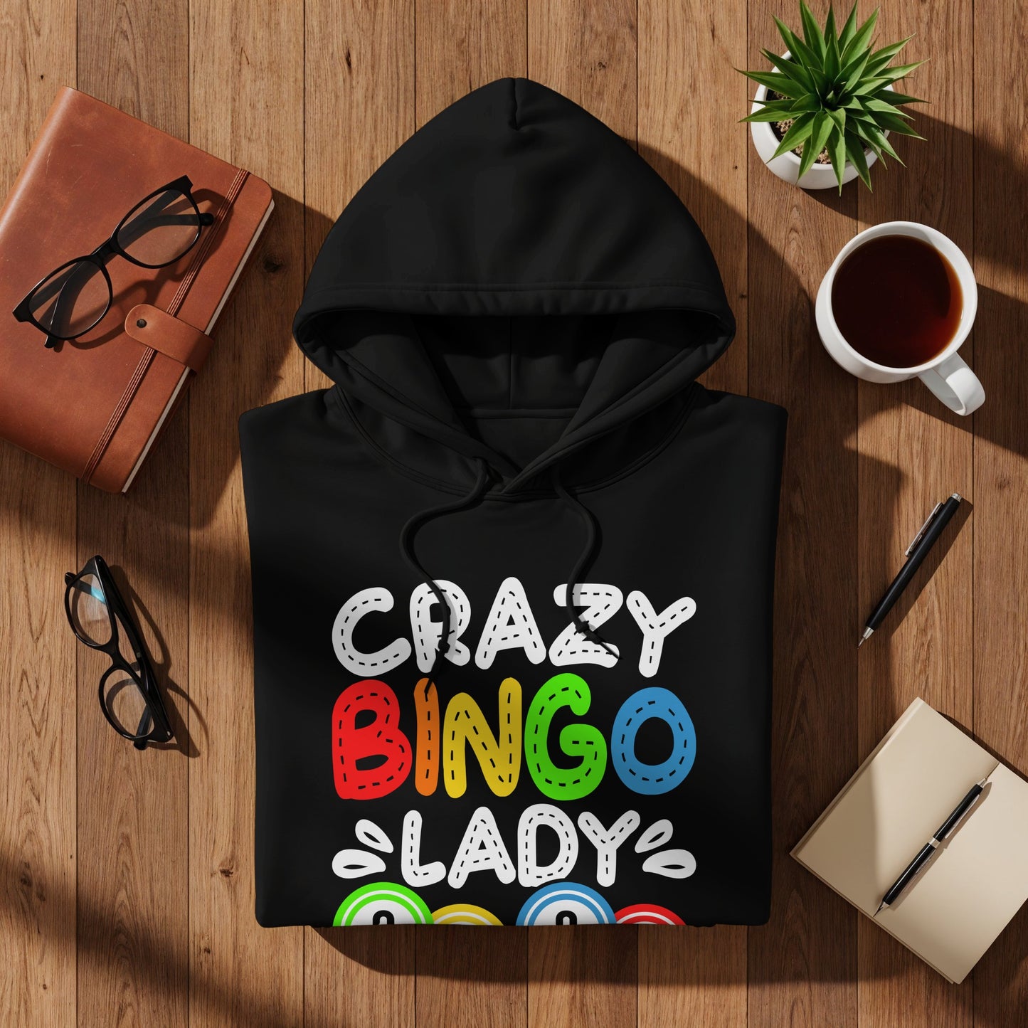Crazy Bingo Lady Colorful Fun Hoodie