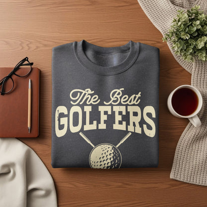 Dark gray sweatshirt with "The Best Golfers" text and golf ball graphic.
