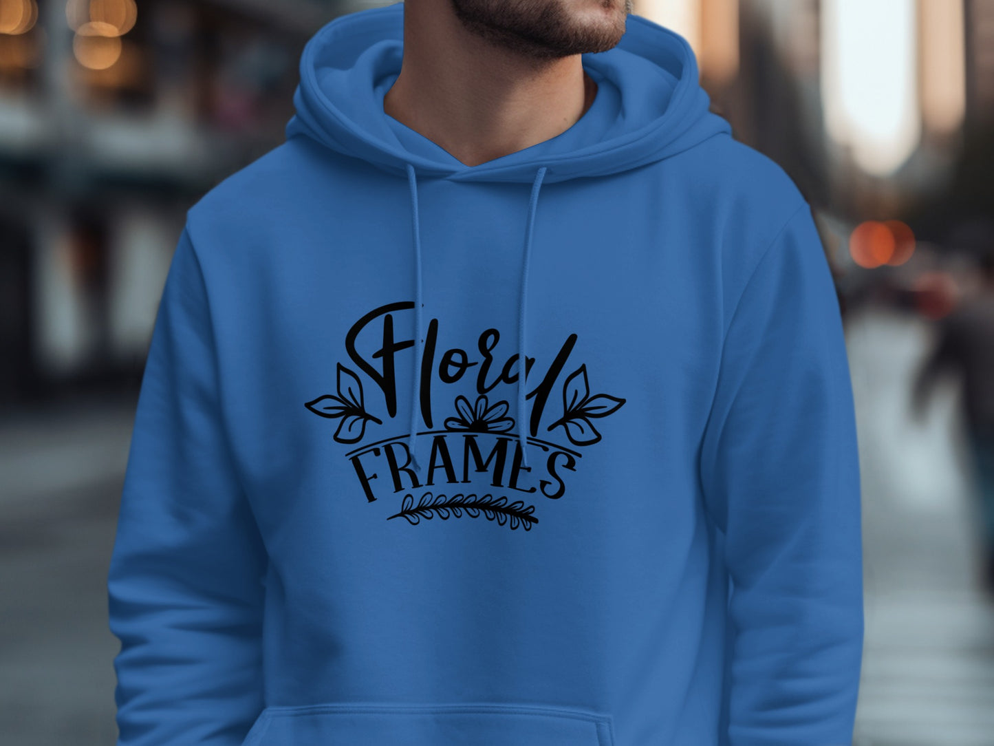 Stylish Blue Floral Frames Graphic Hoodie product