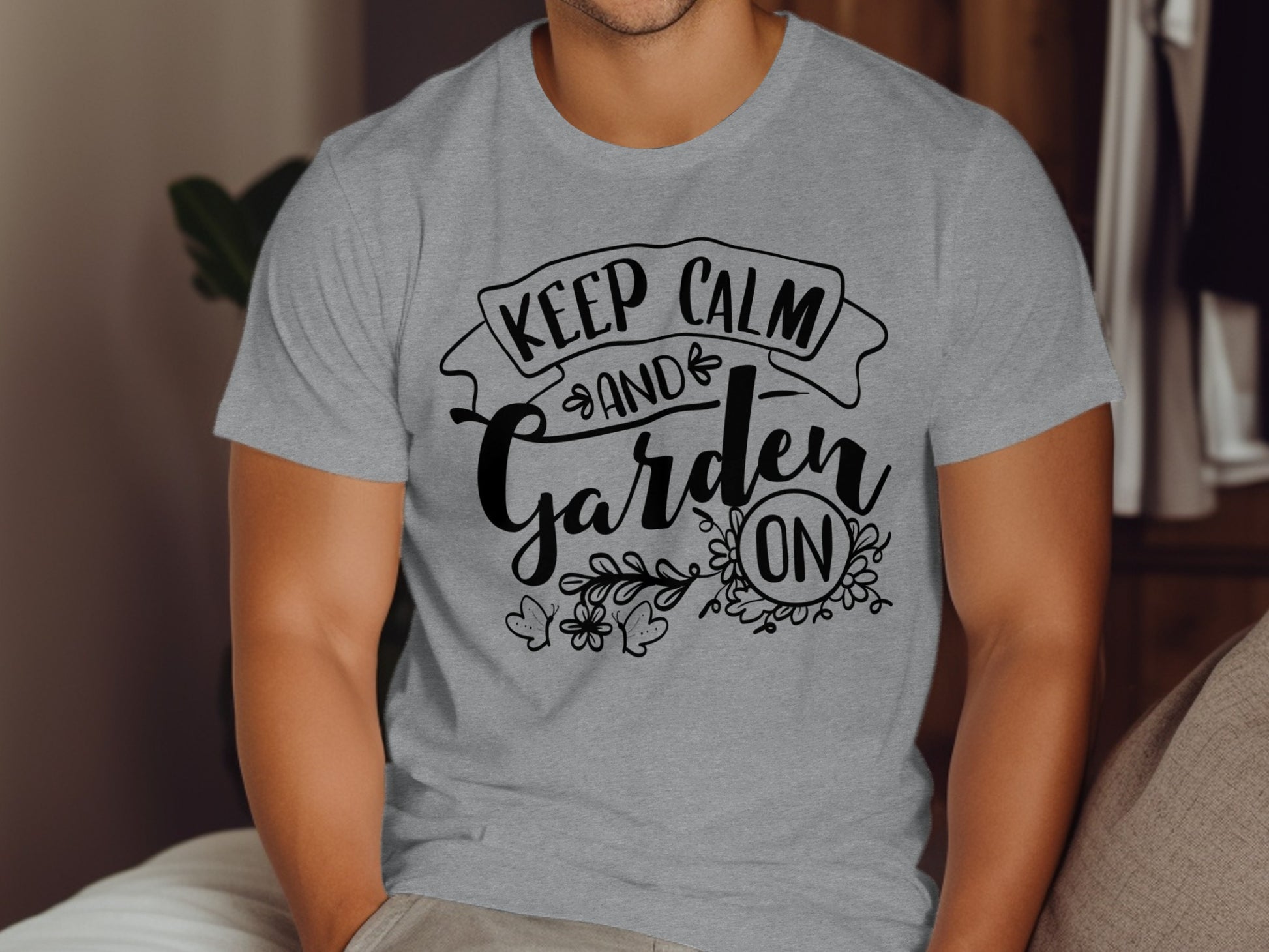 Keep Calm and Garden On Tee Graphic Men's Shirt