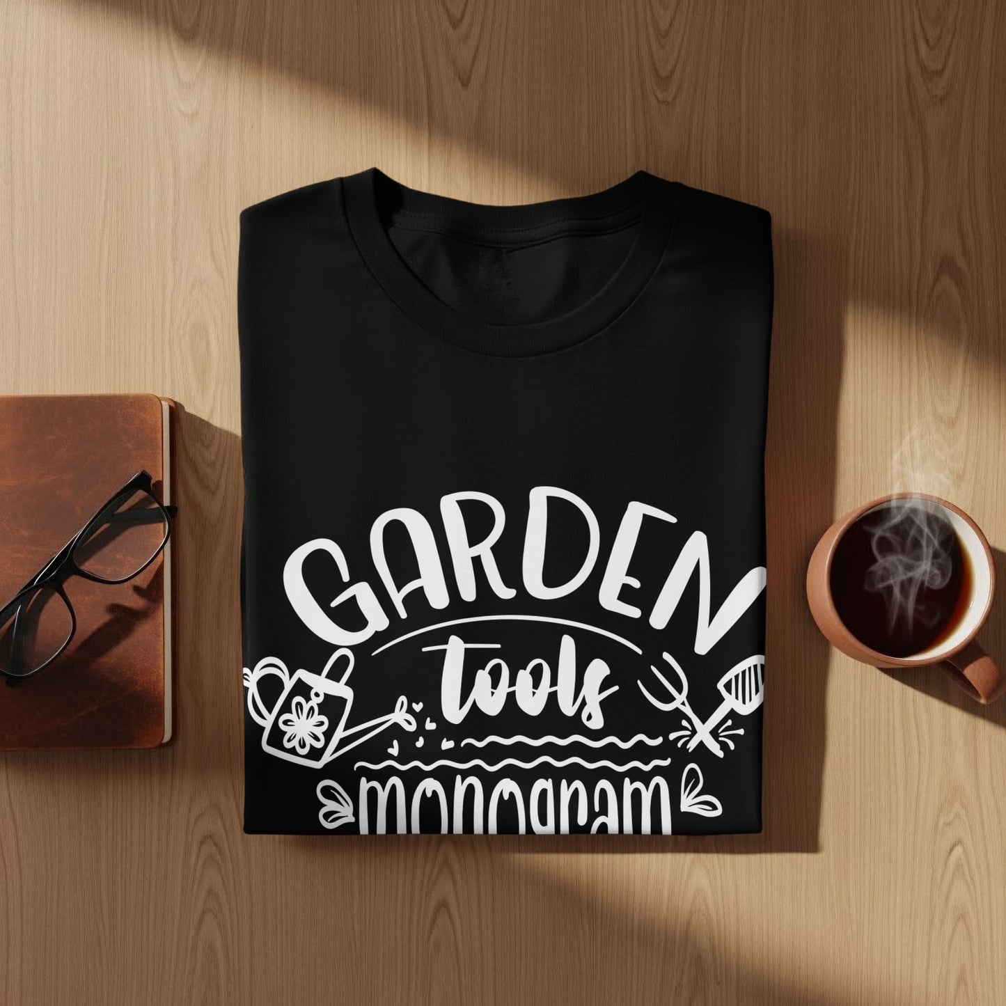 Garden Tools Monogram Graphic Design T-shirt