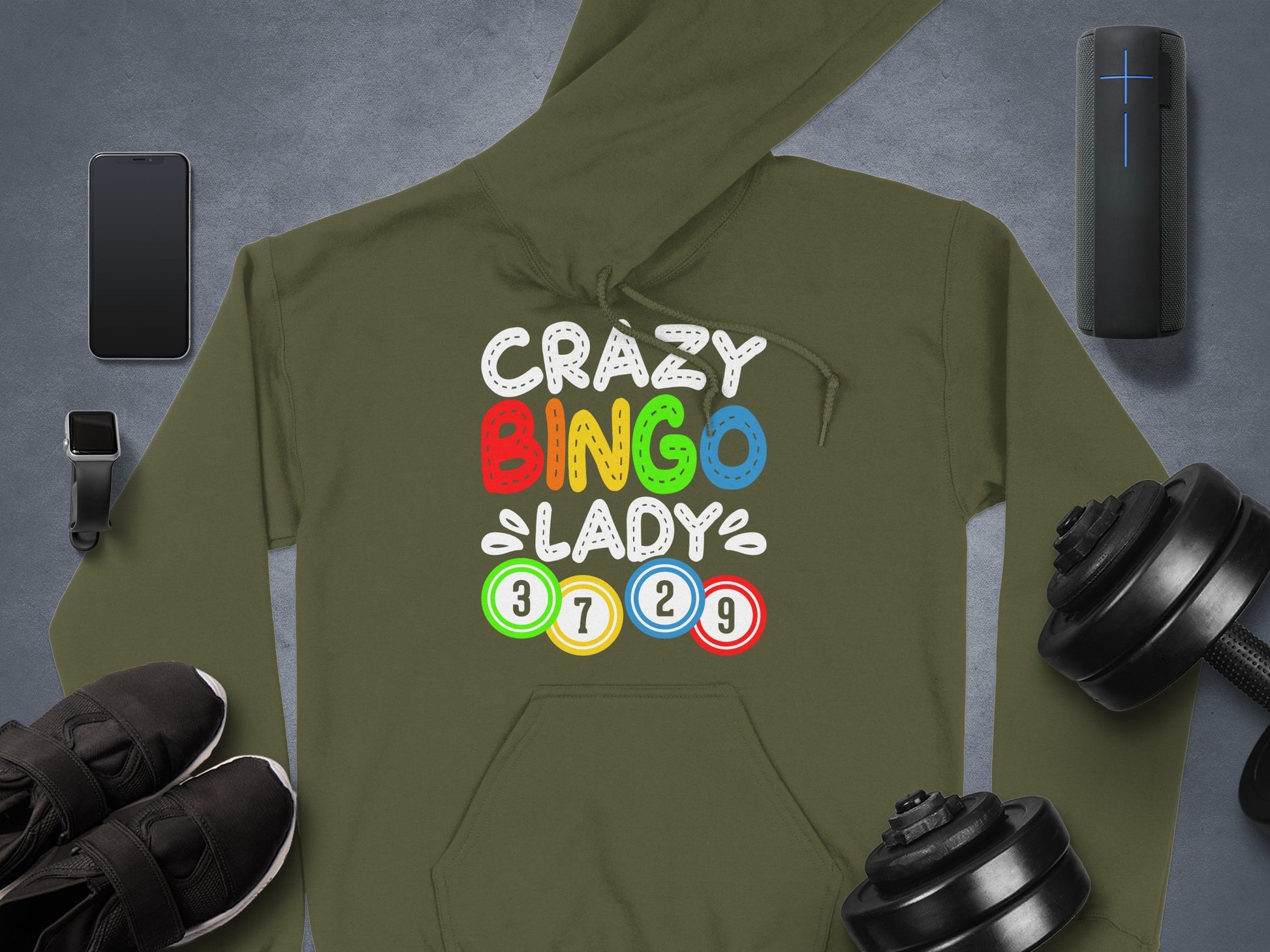 Crazy Bingo Lady 3729 Hoodie