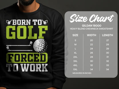 Gildan 18000 sweatshirt size chart showing width and length measurements.