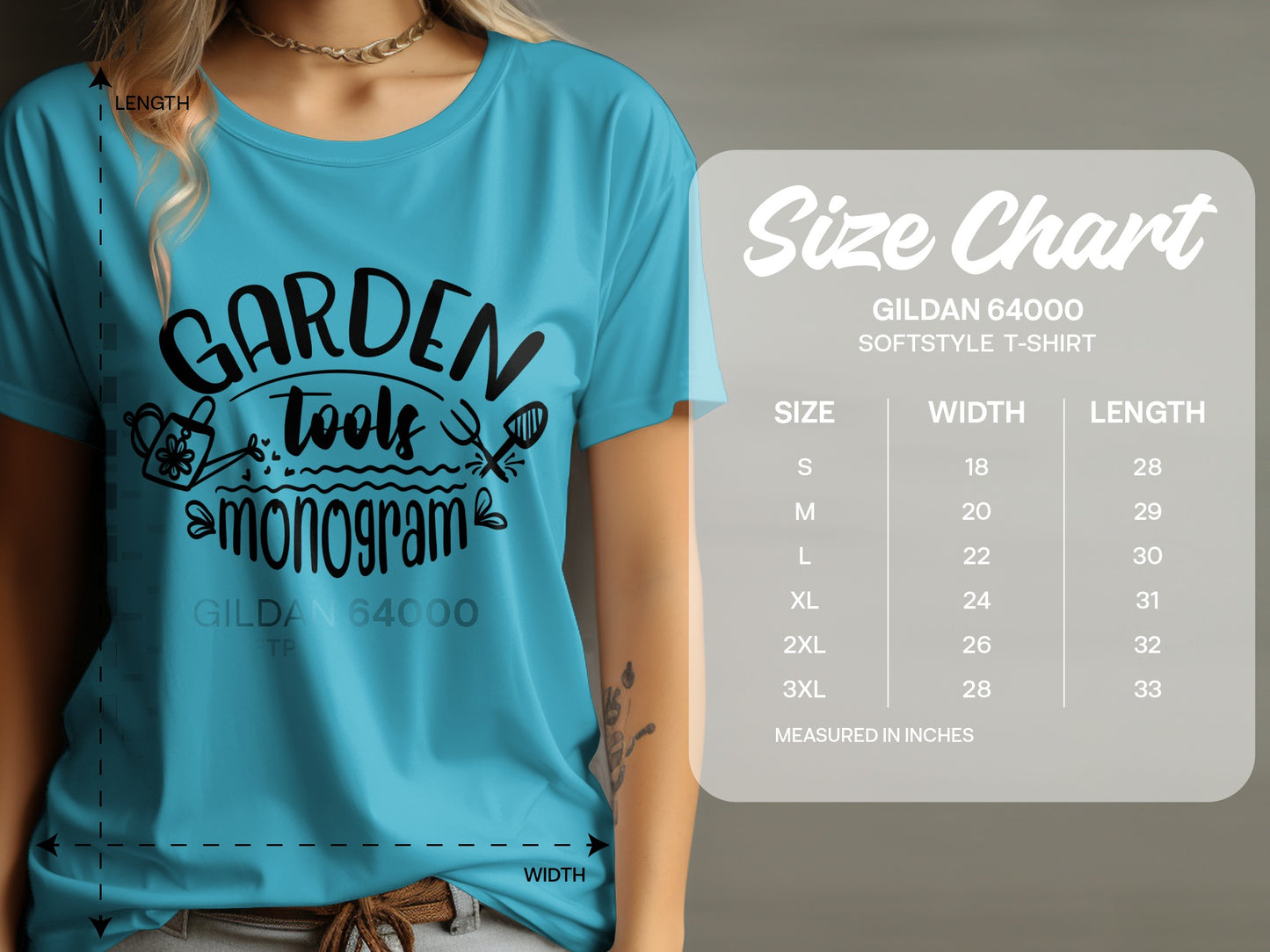 Garden Tools Monogram Gildan 64000 Softstyle T-Shirt