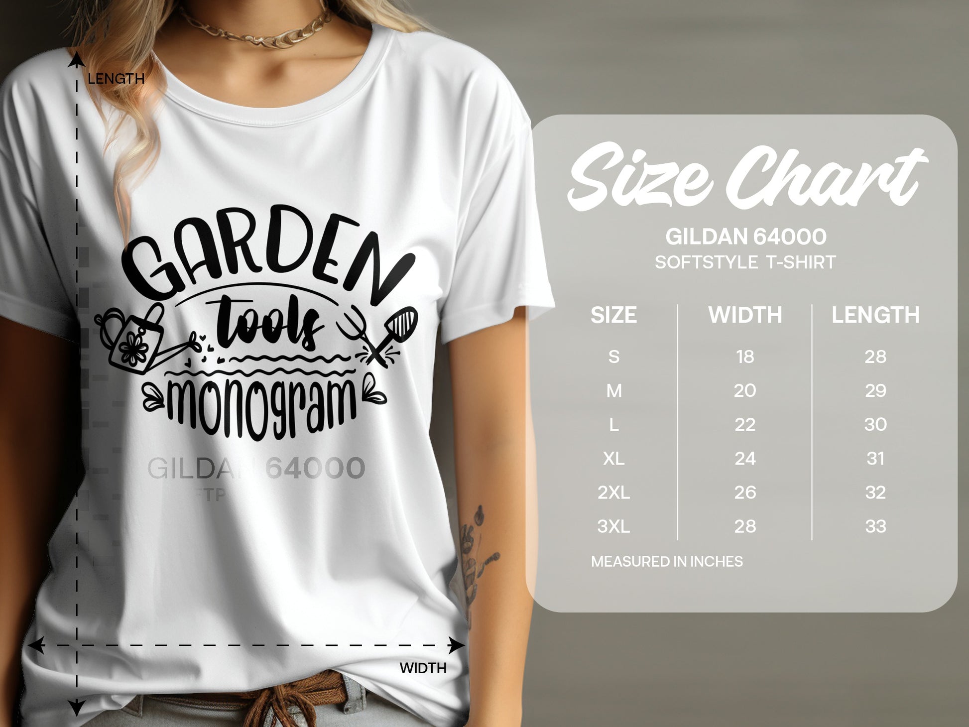 Garden Tools Monogram Softstyle T-shirt Design