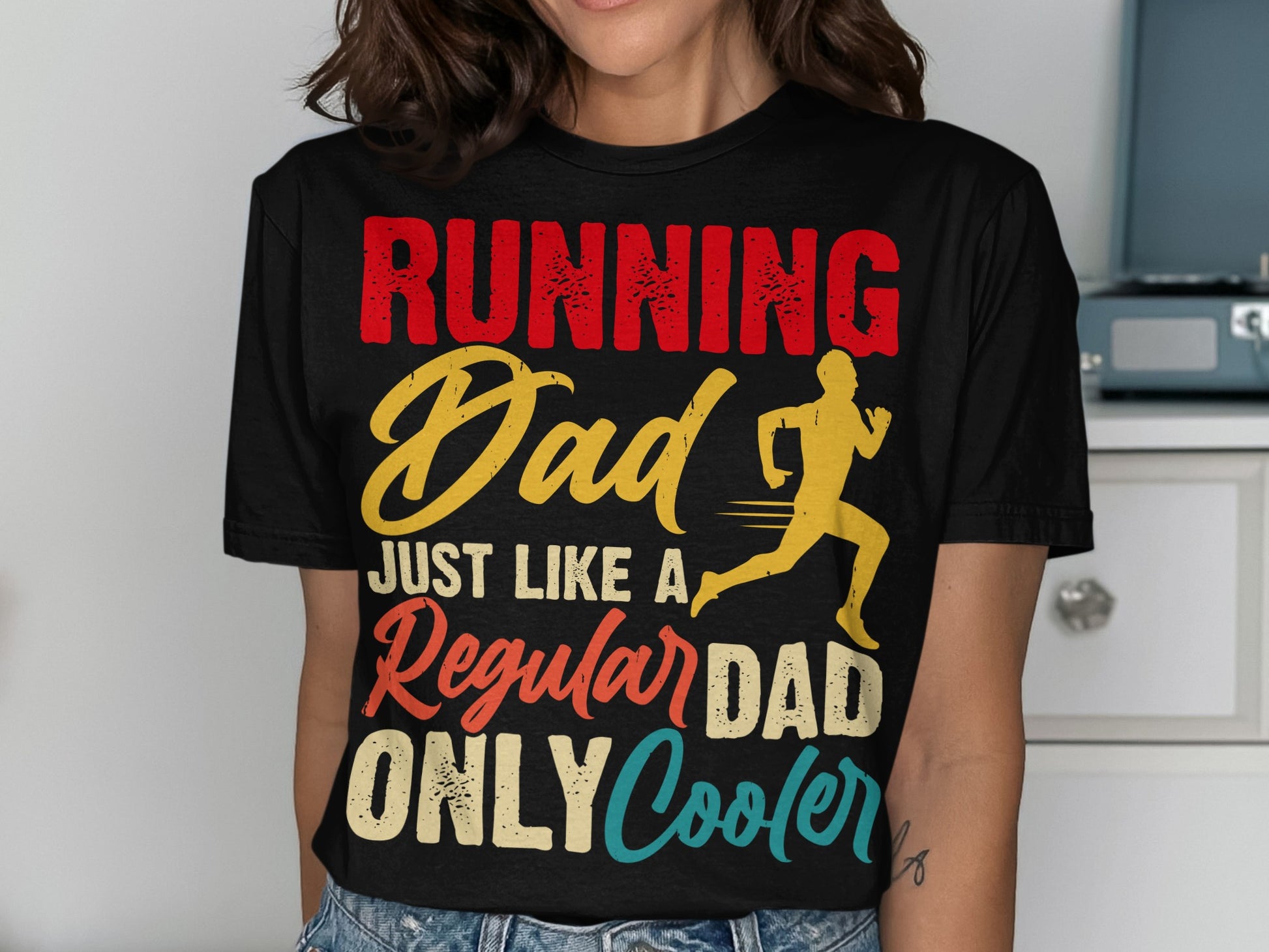 Running Dad Just Like a Regular Dad Only Cooler t-shirt.