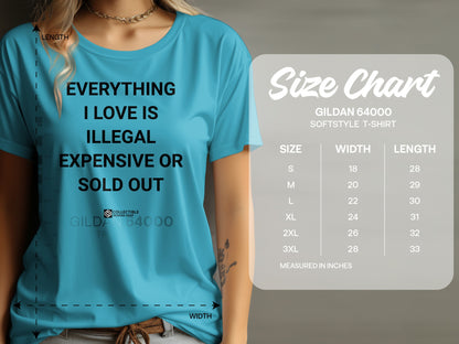 EVERYTHING I LOVE IS ILLEGAL EXPENSIVE OR SOLD OUT T-SHIRT