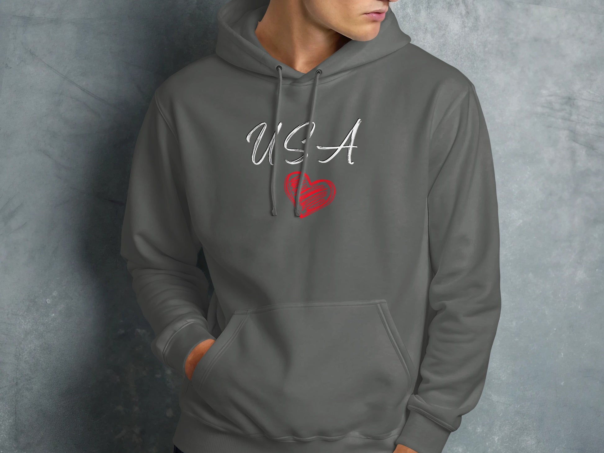 USA Heart Graphic Hoodie Perfect for Casual Outfits