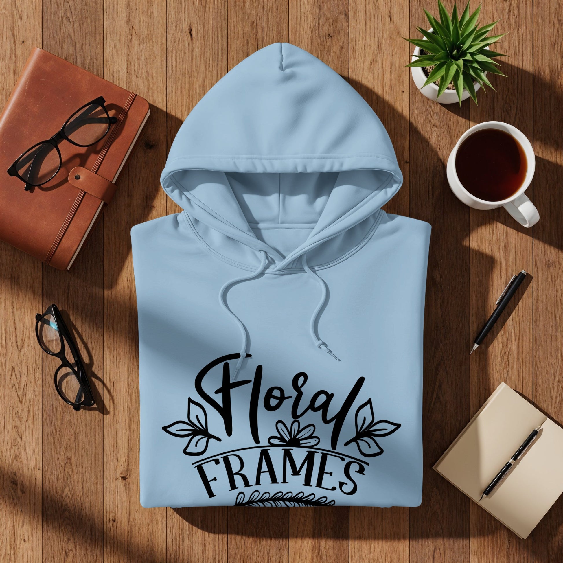 Floral Frames Blue Hoodie Perfect for Every Season