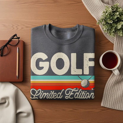 Dark gray sweatshirt with "GOLF Limited Edition" text and golf club graphic.