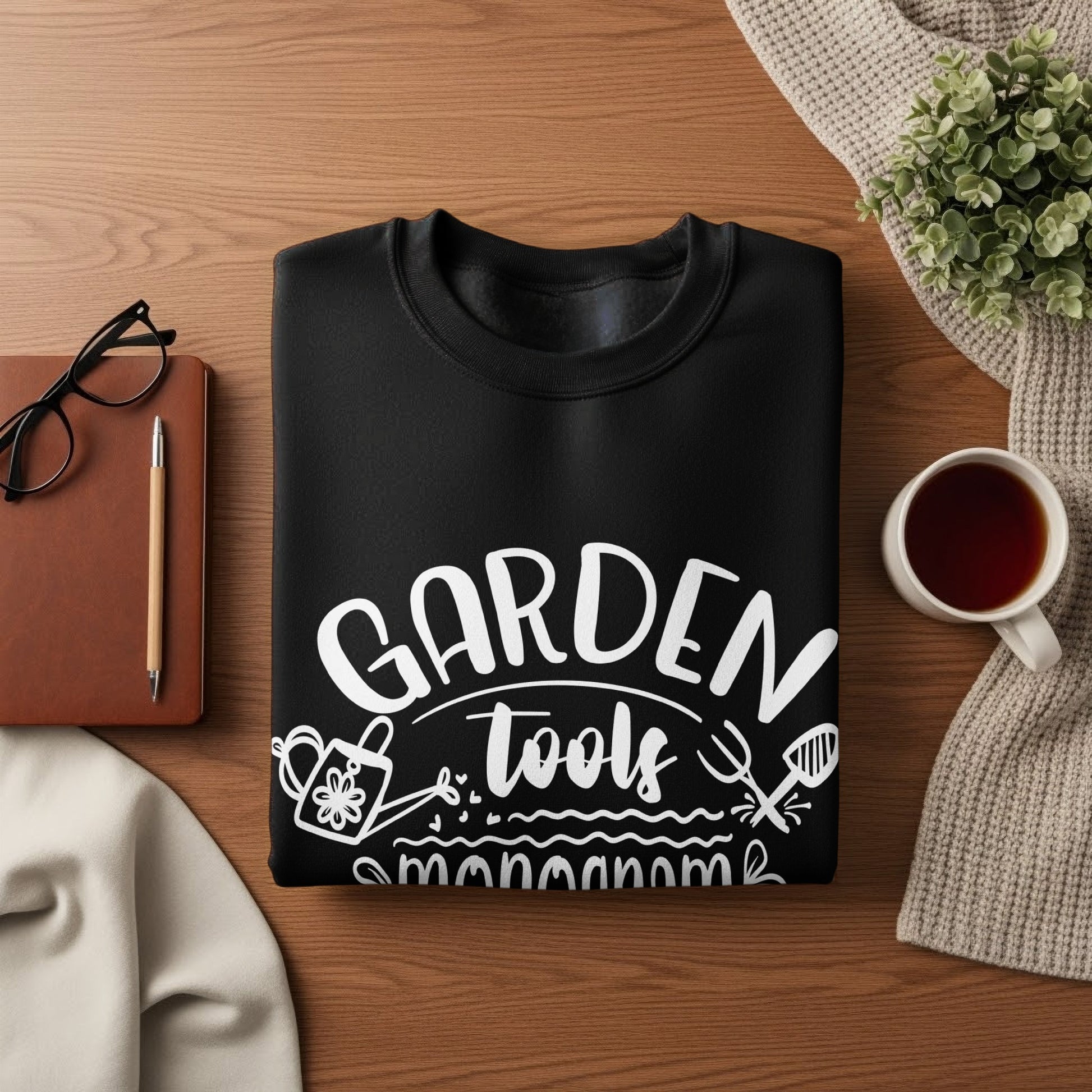 Garden Tools Design on Black Sweatshirt Product