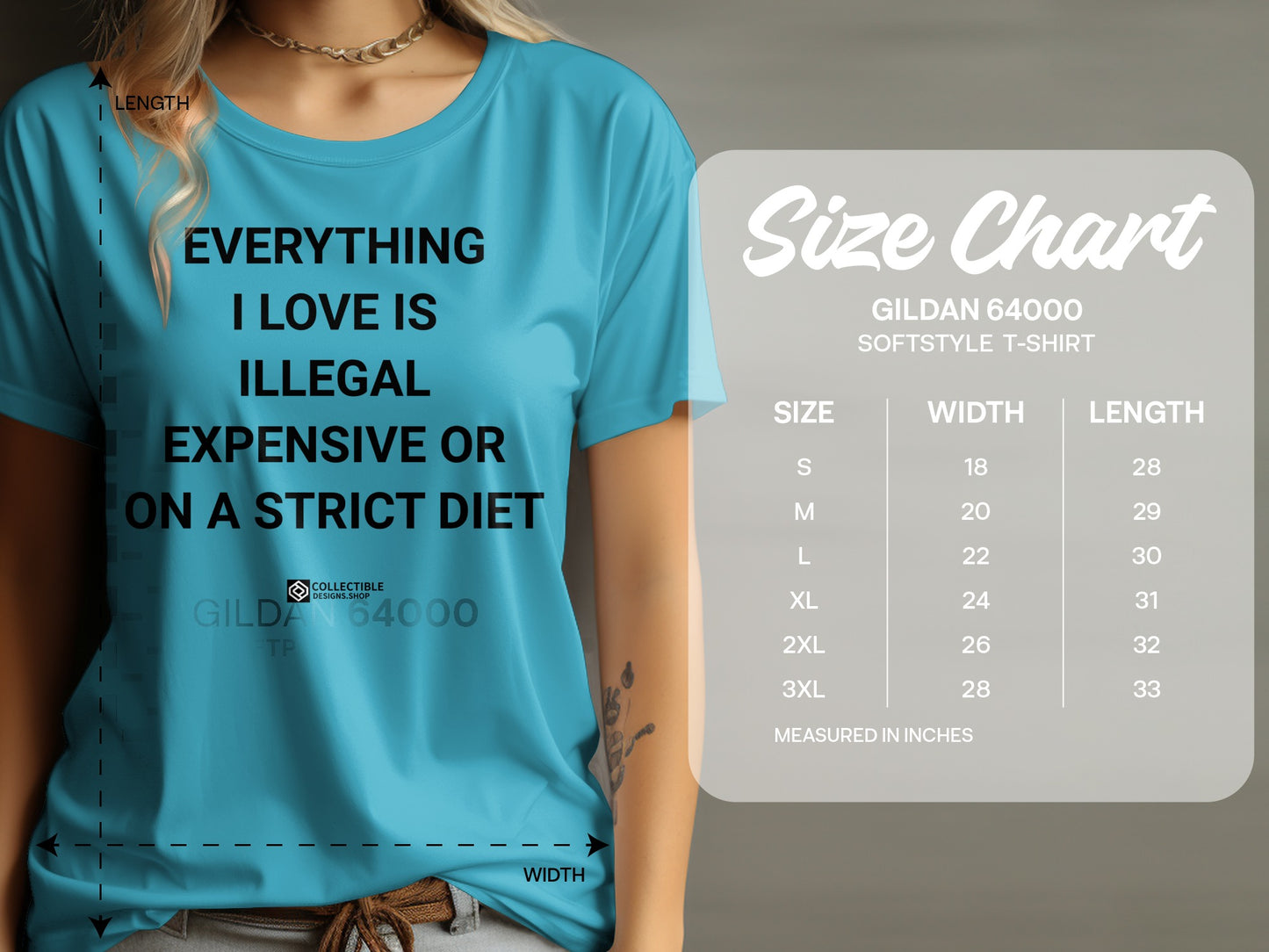 EVERYTHING I LOVE IS ILLEGAL EXPENSIVE STRICT DIET T-SHIRT