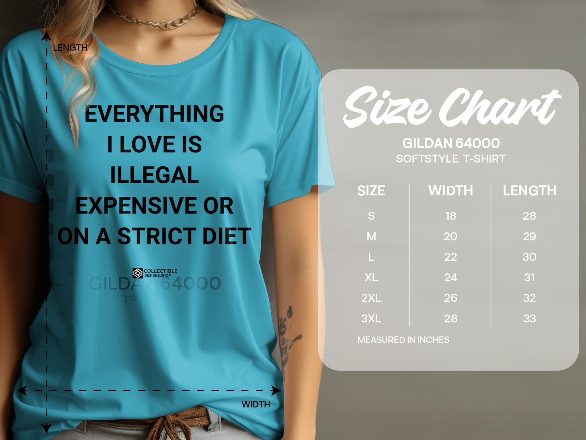 EVERYTHING I LOVE IS ILLEGAL EXPENSIVE STRICT DIET T-SHIRT