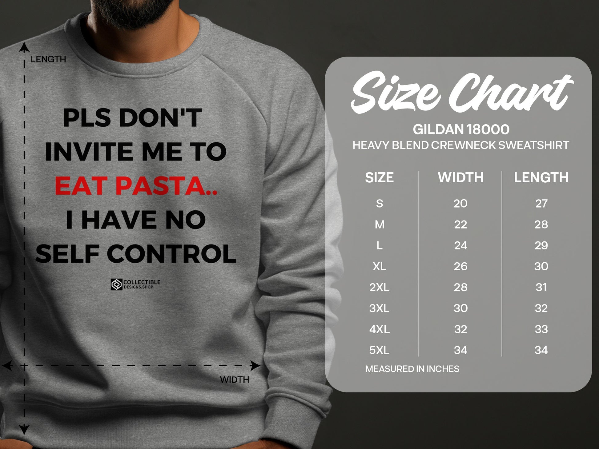 Funny Eat Pasta Self Control Crewneck Sweatshirt