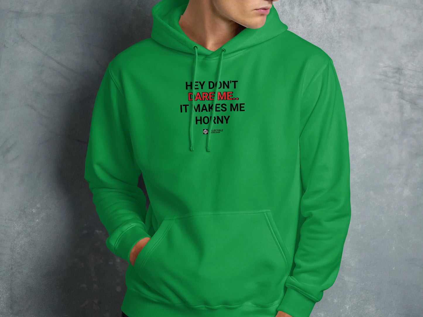 Green Hoodie with Bold and Funny Graphic Design