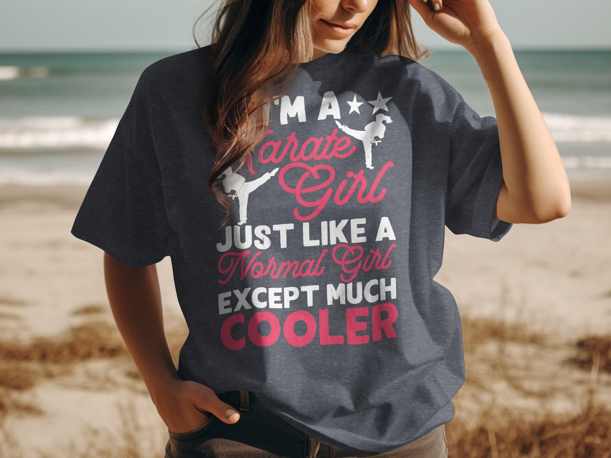 Karate girl t-shirt with text "I'm a karate girl just like a normal girl except much cooler".