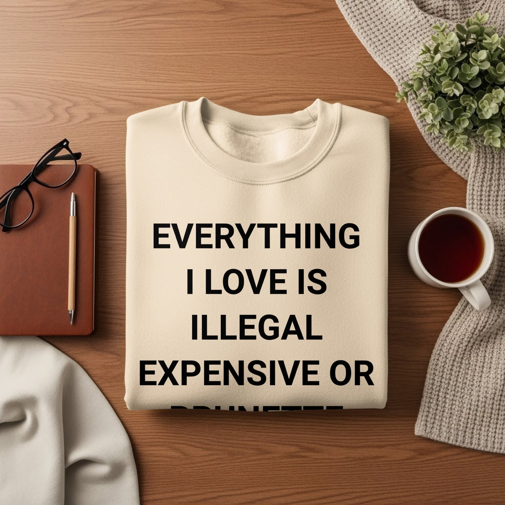 EVERYTHING I LOVE IS ILLEGAL EXPENSIVE OR SWEATSHIRT product