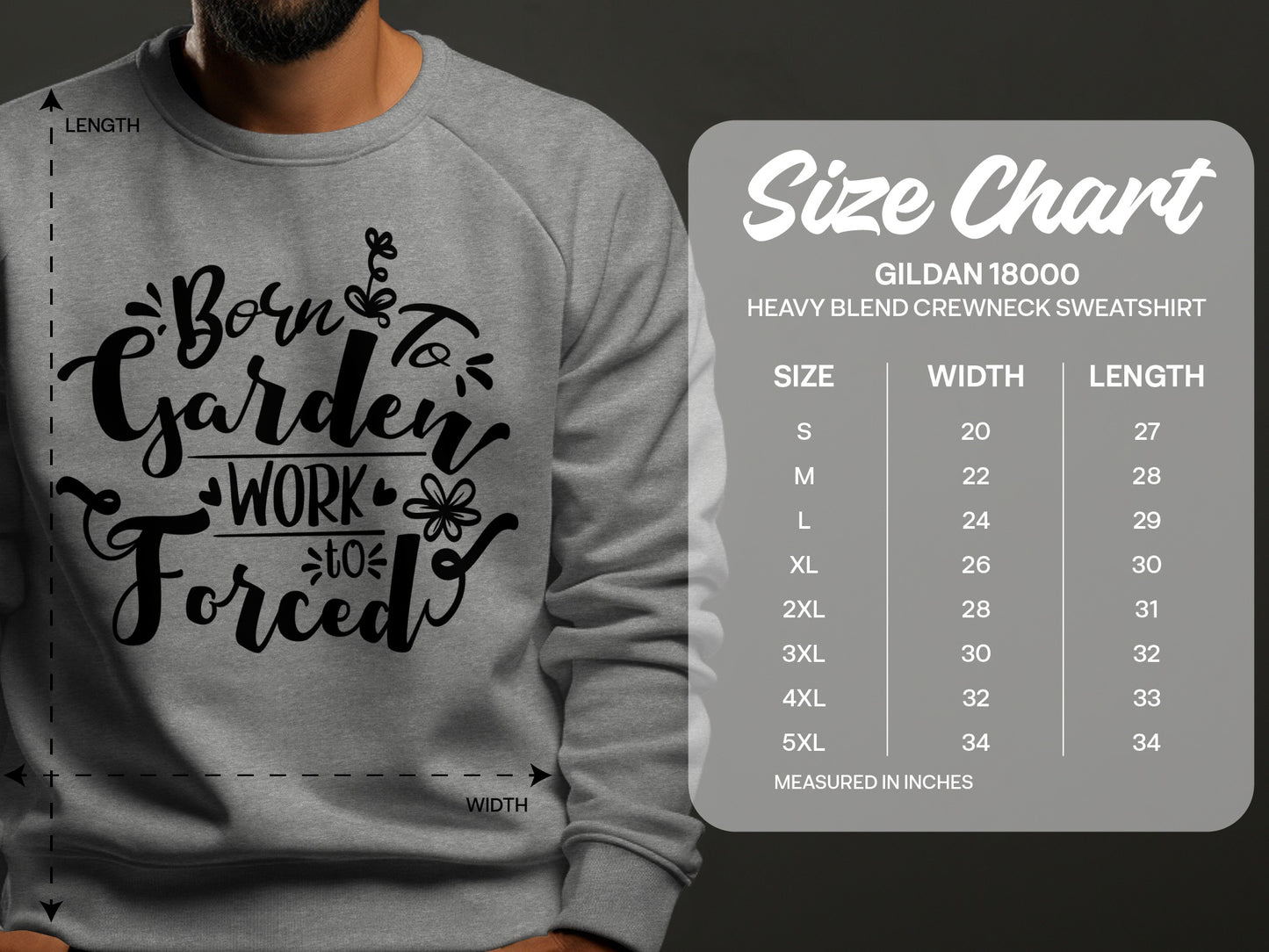Born to Garden Work Forced Heavy Blend Crewneck Sweatshirt