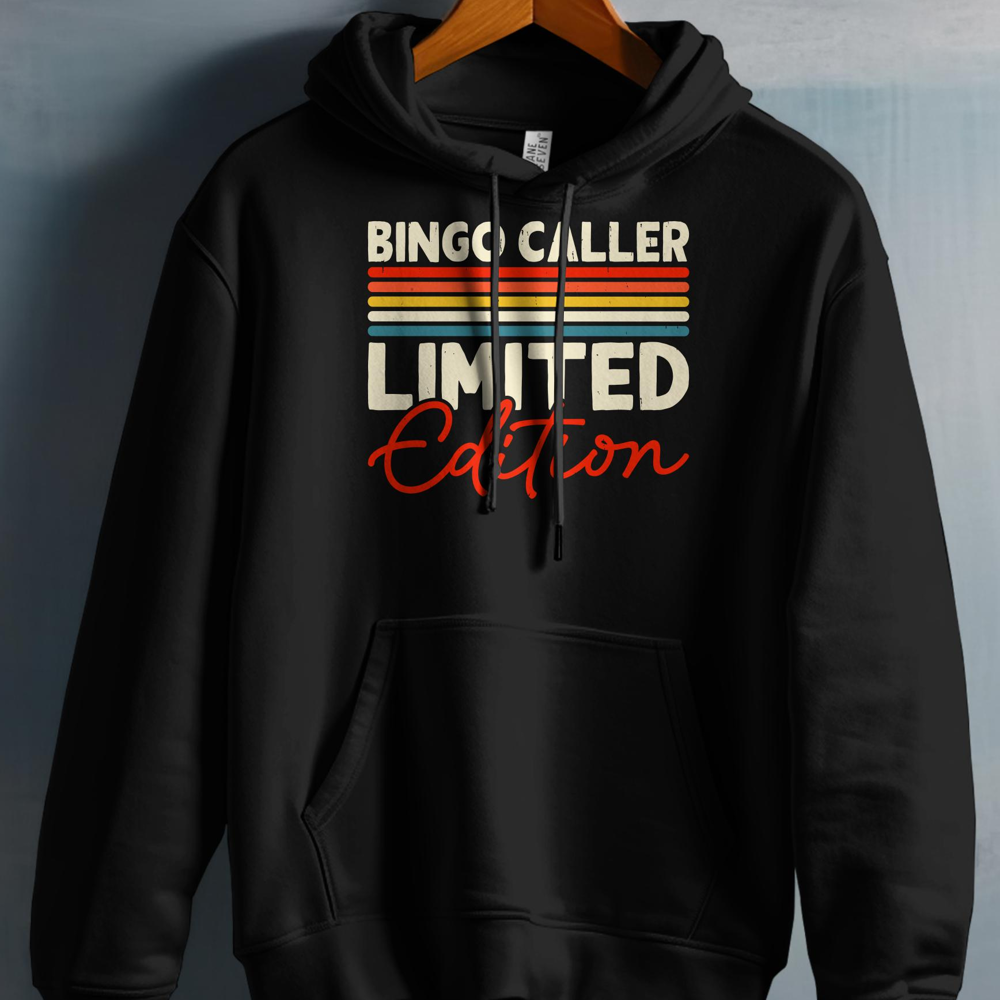 Black hoodie with "BINGO CALLER" and "LIMITED Edition" text.