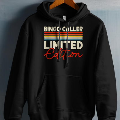 Black hoodie with "BINGO CALLER" and "LIMITED Edition" text.
