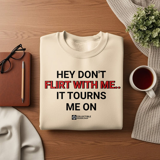 Hey Don't Flirt With Me It Tourns Me On sweatshirt