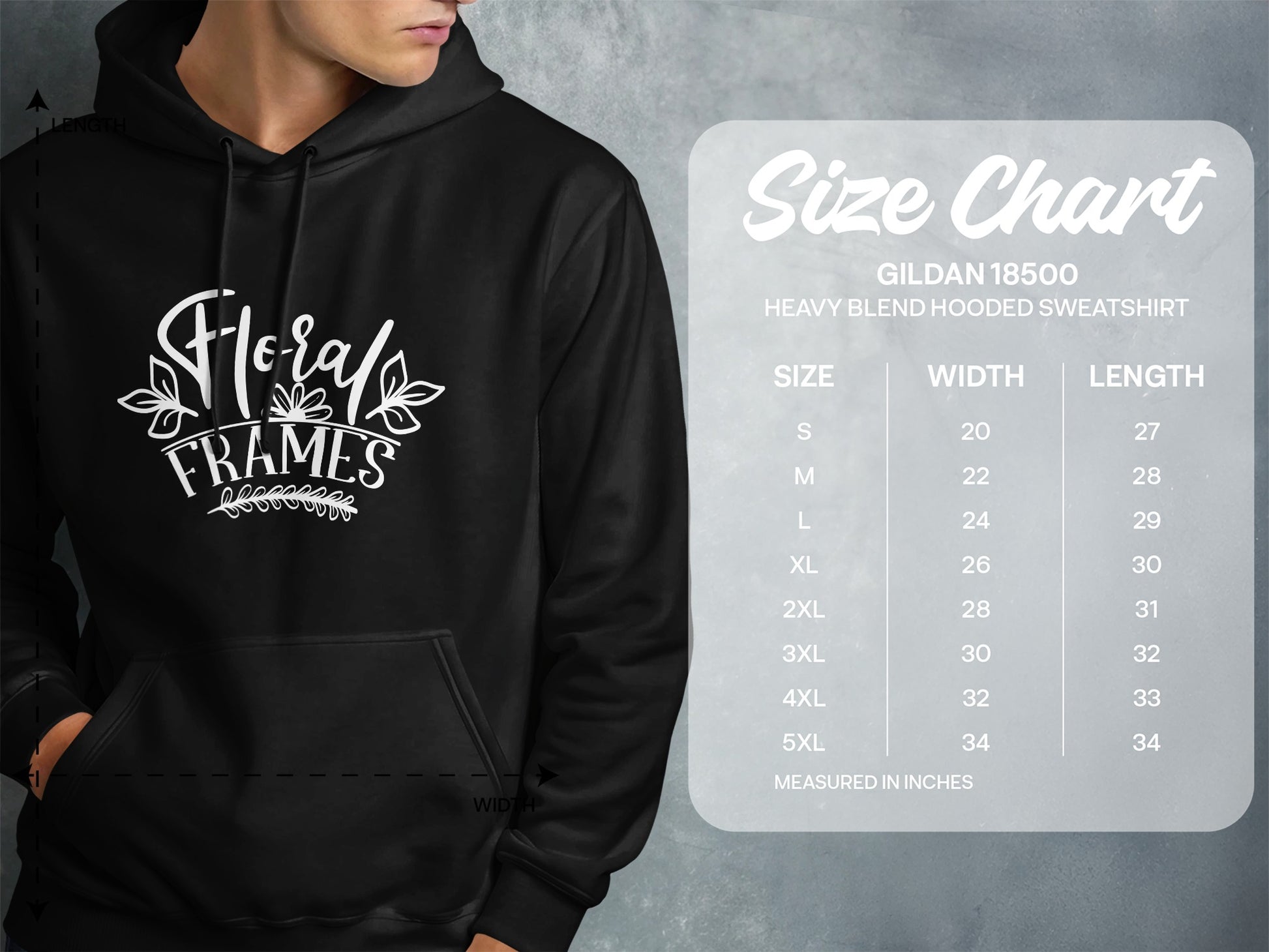 Floral Frames Hoodie Gildan 18500 Heavy Blend Sweatshirt