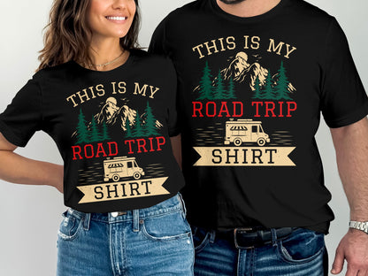 Black t-shirts with "This is my Road Trip Shirt" graphic and RV.