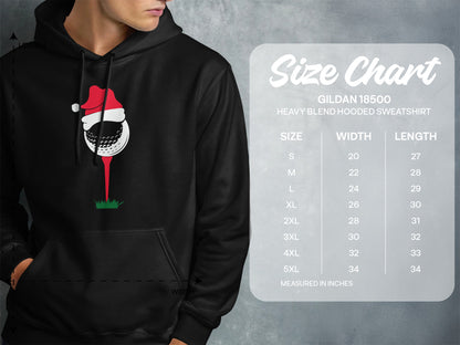 Gildan 18500 hooded sweatshirt size chart for width and length.