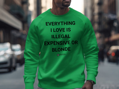 Everything I Love Is Illegal Expensive Or Blonde sweatshirt