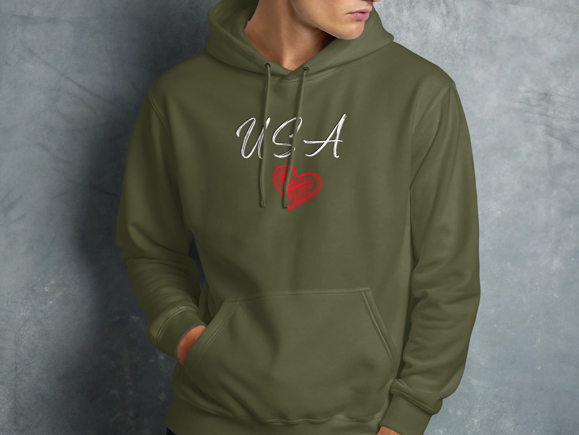 USA Heart Design Casual Hooded Sweatshirt Product