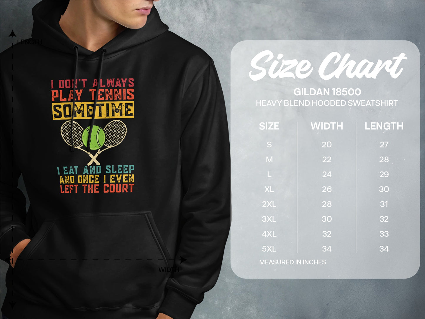 T-shirt with text "I don't always play tennis. Sometimes I eat and sleep. And once I even left the court."