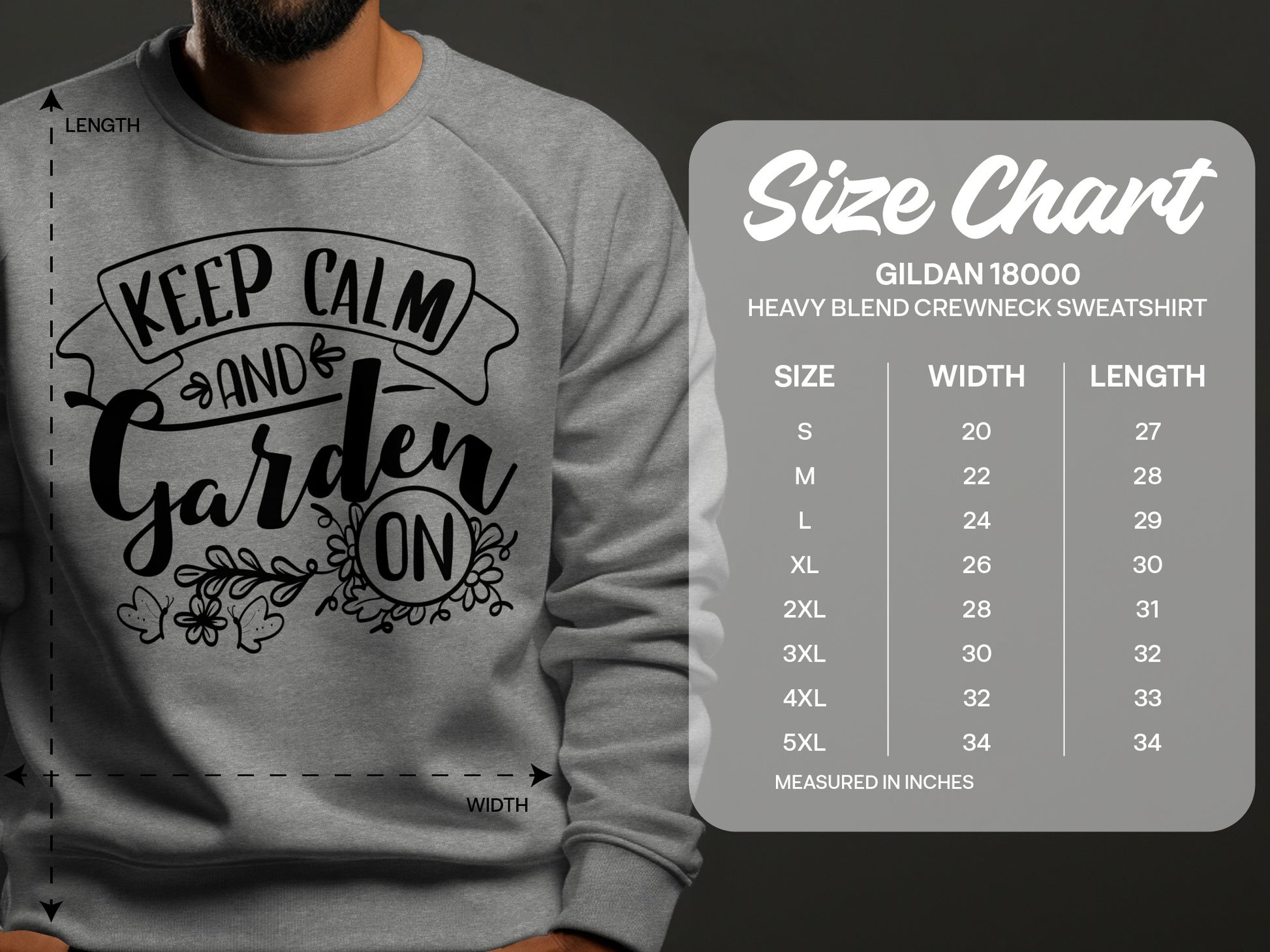 Keep Calm and Garden On Crewneck Sweatshirt