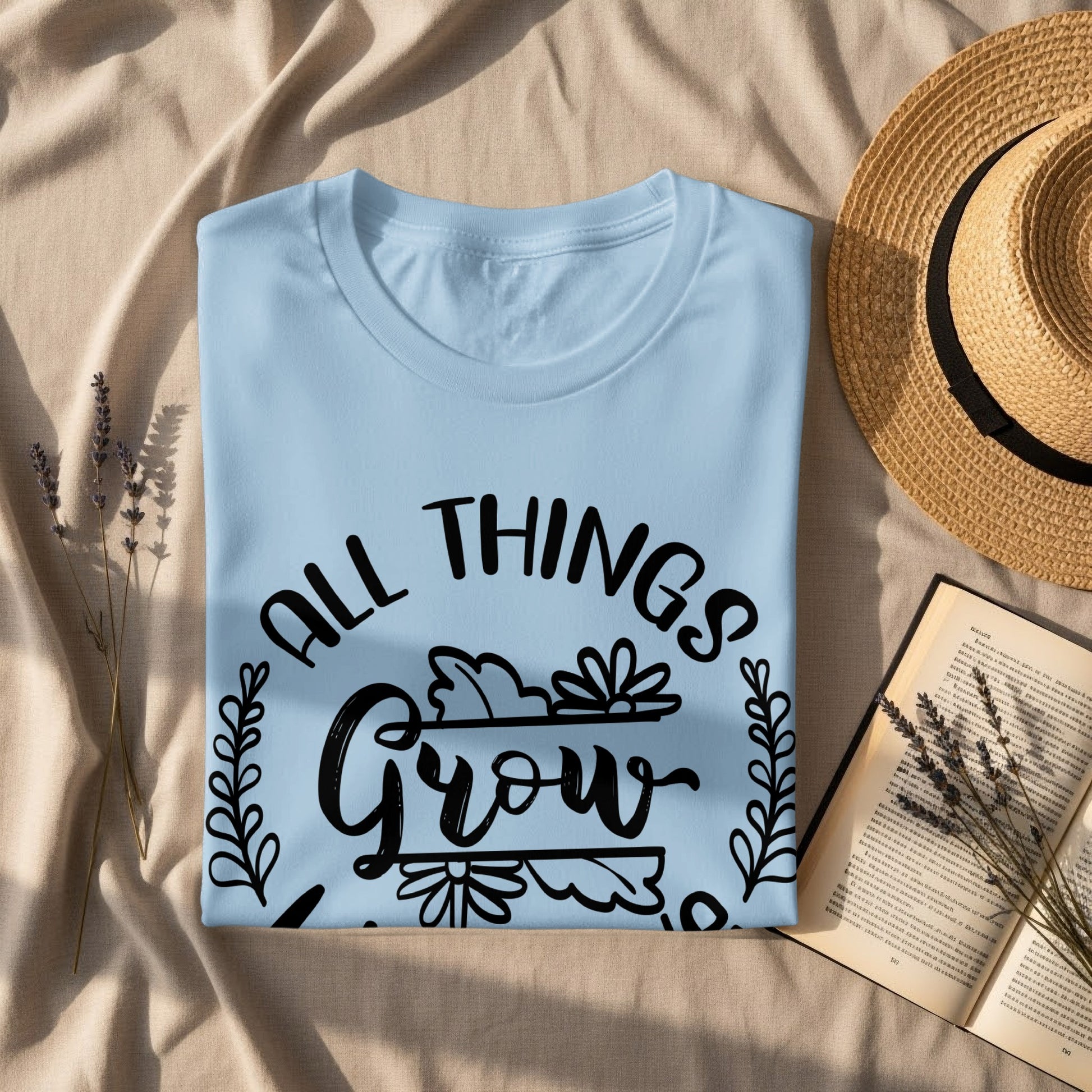 All Things Grow Design Printed Casual T-Shirt
