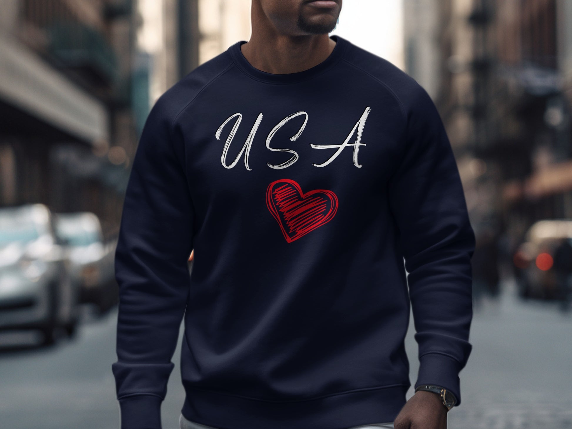 USA Heart Design Sweatshirt American Apparel