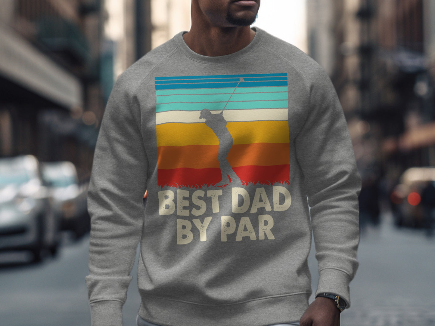 Grey sweatshirt with golfer silhouette and "Best by Par" text.