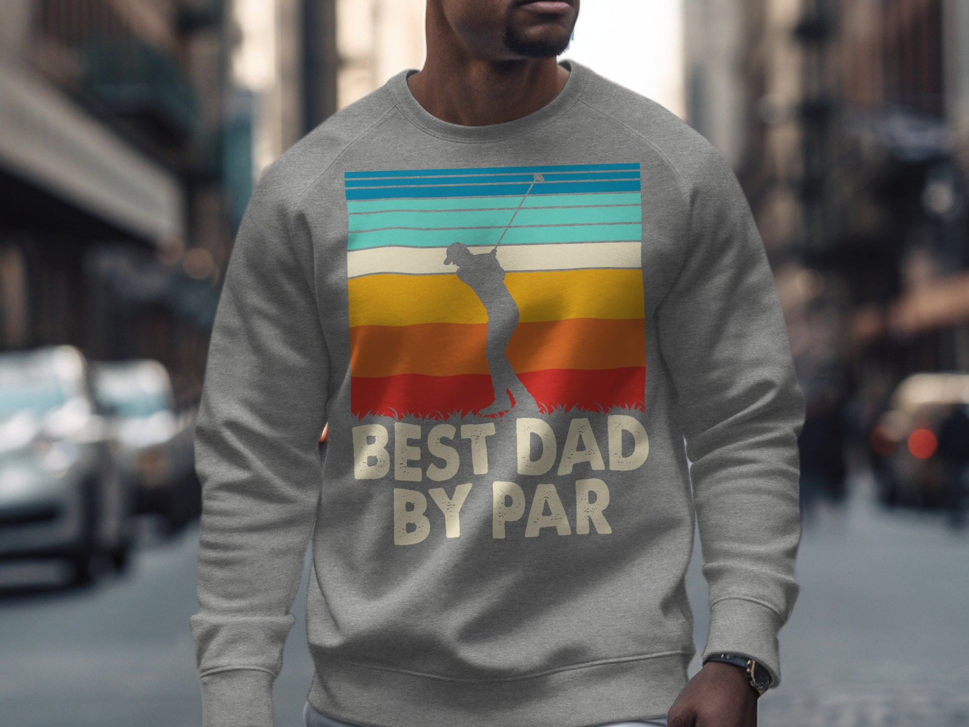 Grey sweatshirt with golfer silhouette and "Best by Par" text.