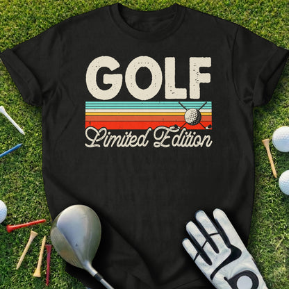 Black t-shirt with "GOLF Limited Edition" text and a golf ball.