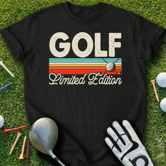 Black t-shirt with "GOLF Limited Edition" text and a golf ball.