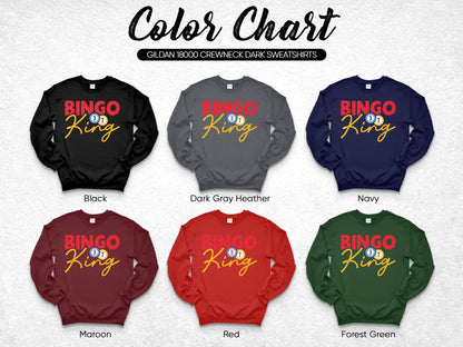 Color chart of Gildan 18000 crewneck sweatshirts in six colors.