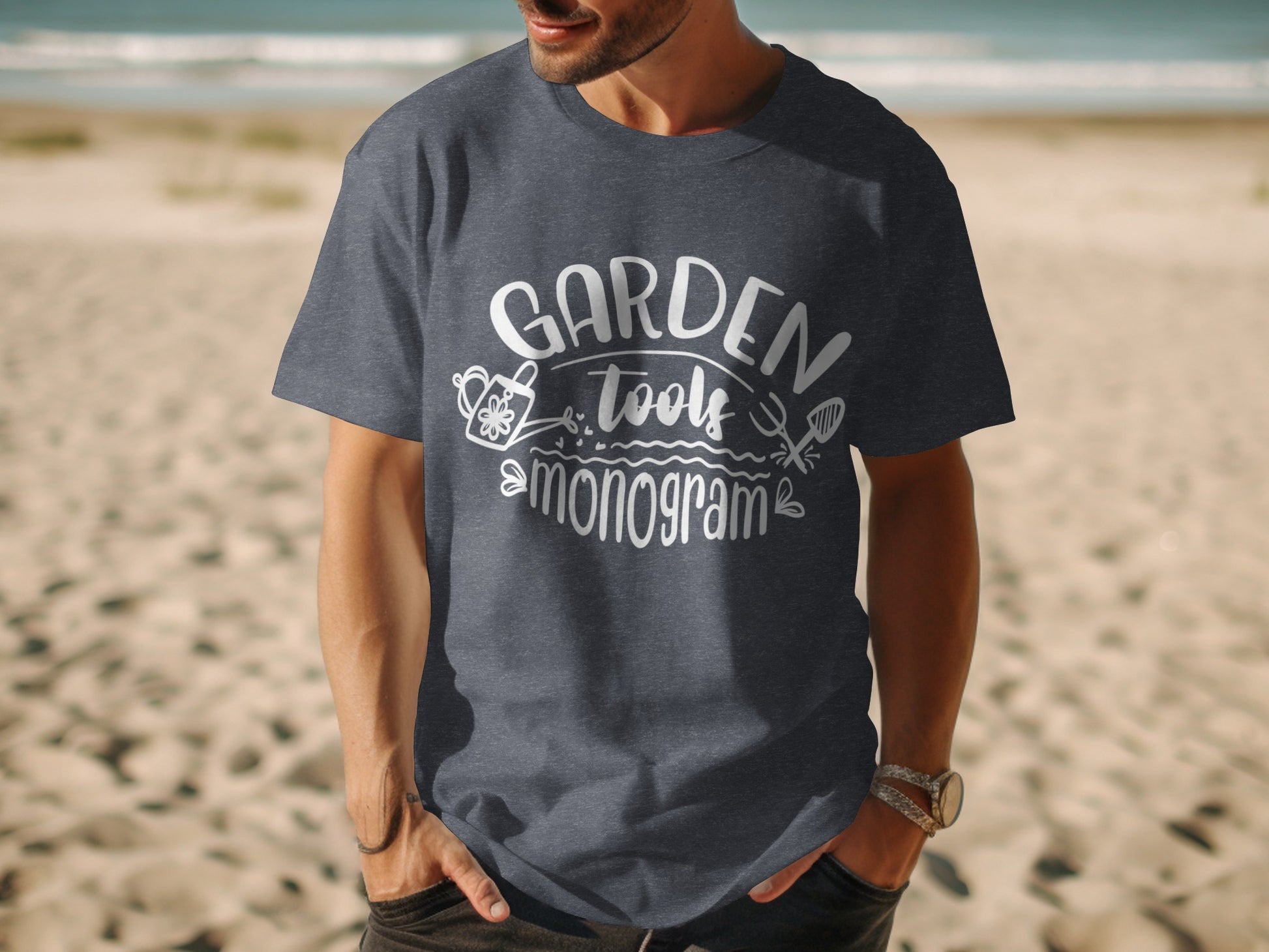 Garden Tool Monogram Tee Shirt Gardening Product