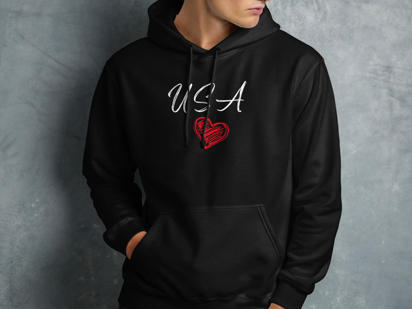 USA Heart Design Men's Hooded Sweatshirt Product