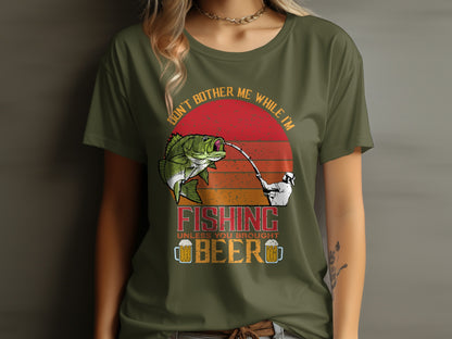 Fishing t-shirt with a fish on a line and text.