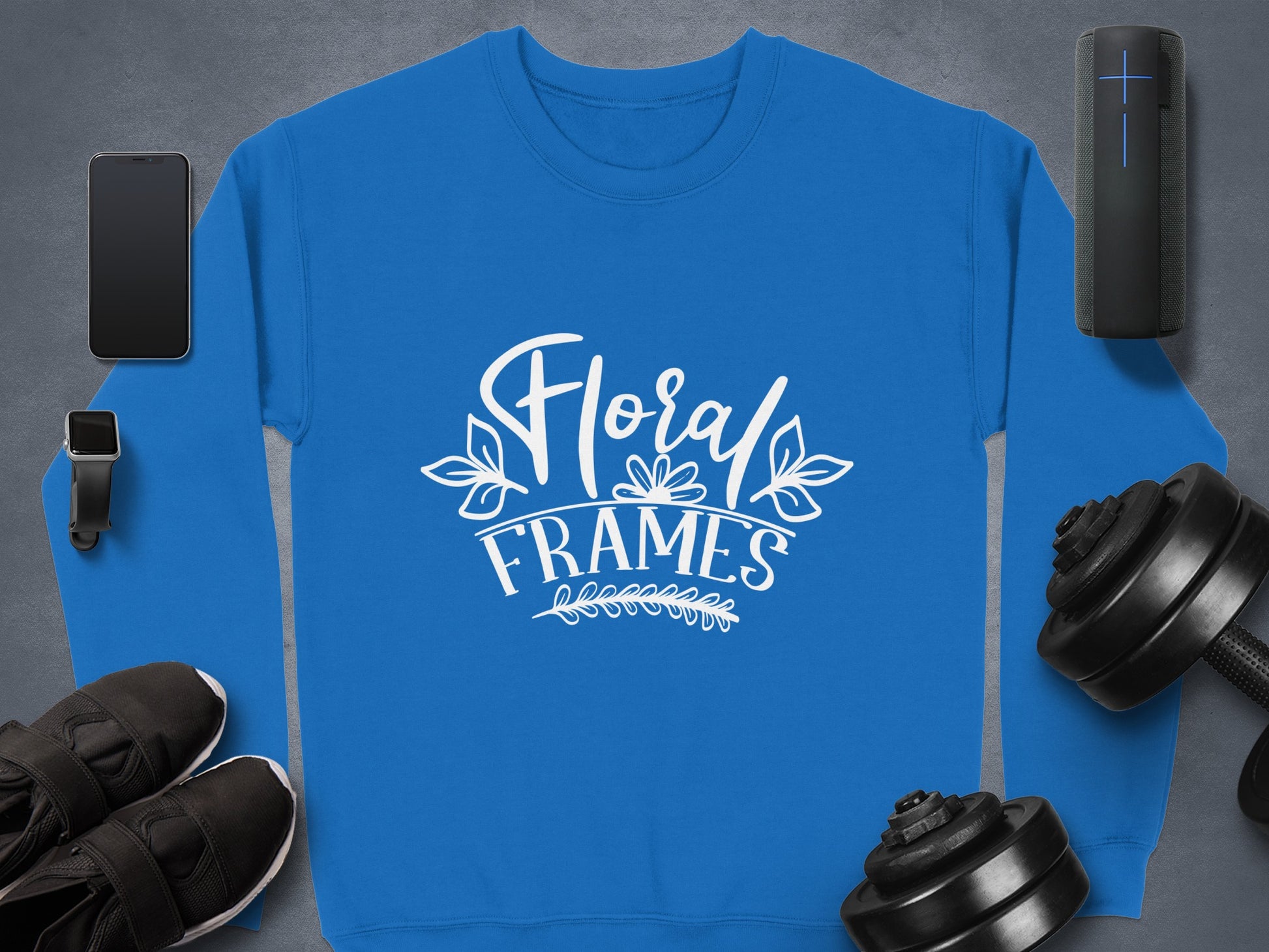 Floral Frames Design on Blue Sweatshirt Product