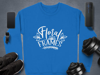 Floral Frames Design on Blue Sweatshirt Product