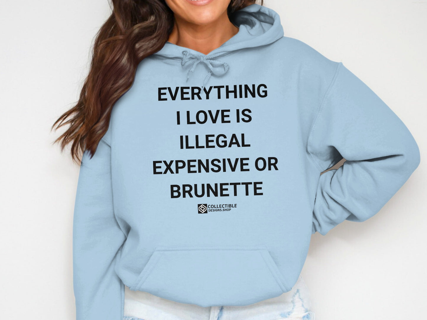 EVERYTHING I LOVE IS ILLEGAL EXPENSIVE OR BRUNETTE hoodie