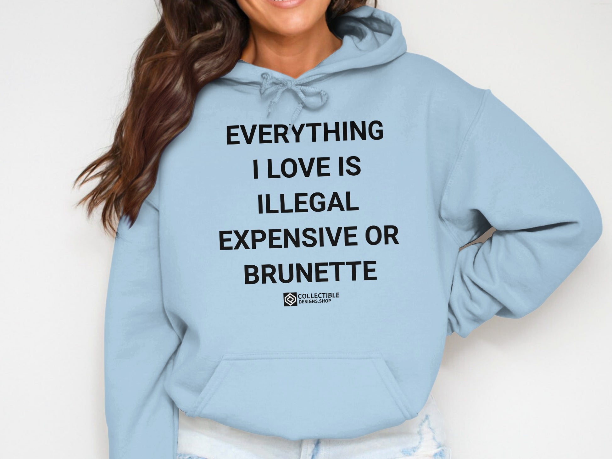 EVERYTHING I LOVE IS ILLEGAL EXPENSIVE OR BRUNETTE hoodie
