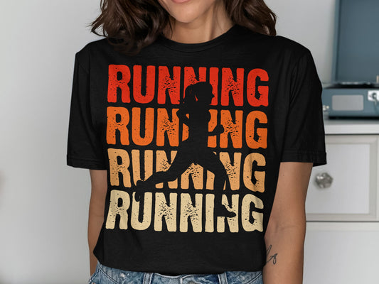 Runner silhouette with "RUNNING" text in a gradient of orange and red.
