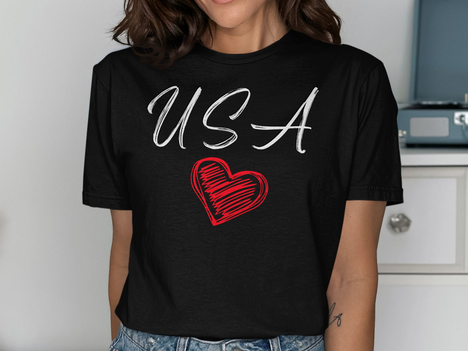 Patriotic USA Heart Graphic Women's T-Shirt