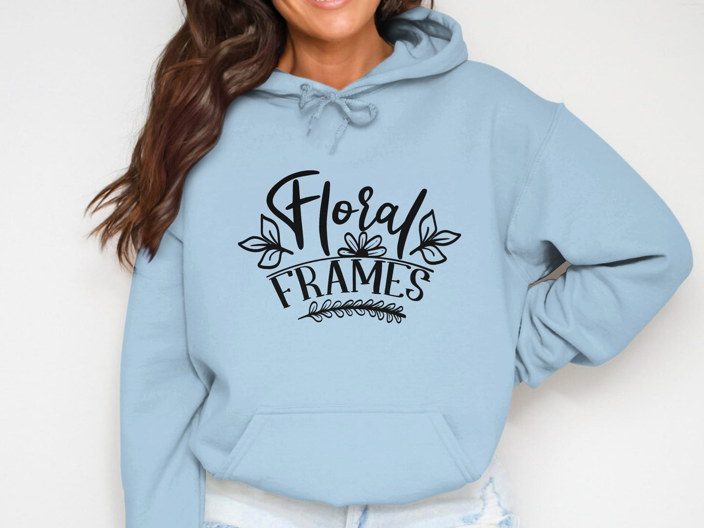 Stylish Hoodie with Floral Frames Design
