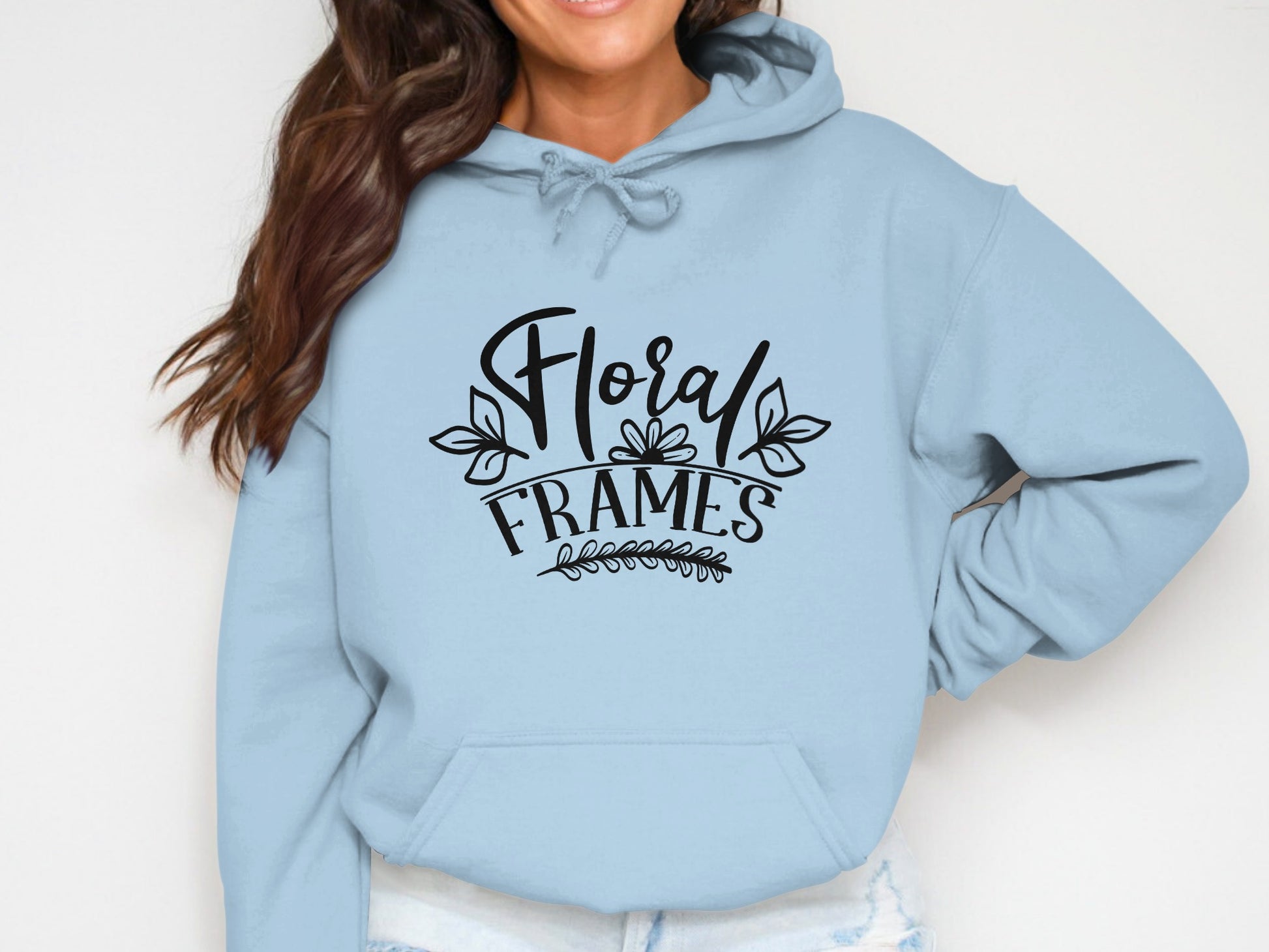 Stylish Hoodie with Floral Frames Design